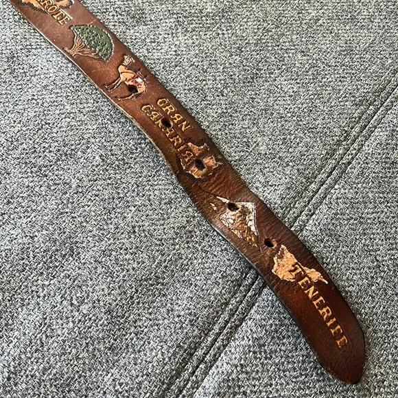 Vintage Canary Islands Leather Belt - Picture 7 of 10
